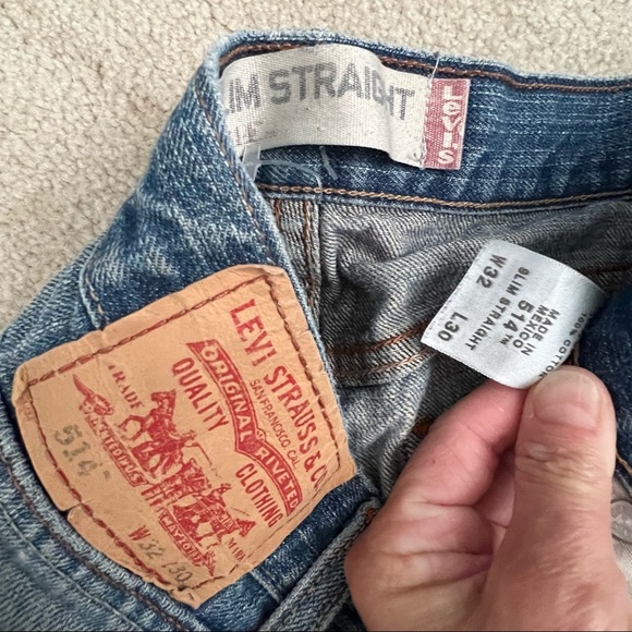 Vintage Y2K Levi’s 514 Slim Straight Leg Jean Distressed Mexico / Size 32 X 30 - Picture 9 of 10